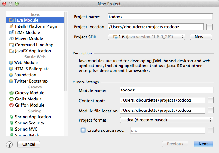 create project todooz